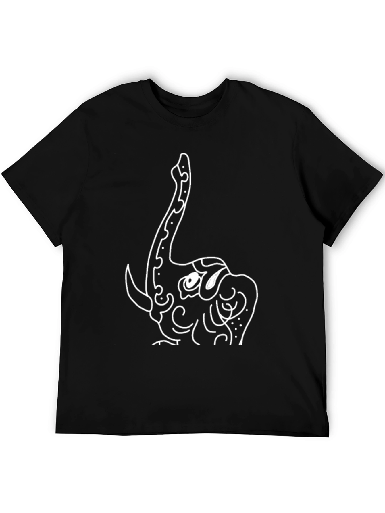 Black T-Shirt with Elephant Graphic