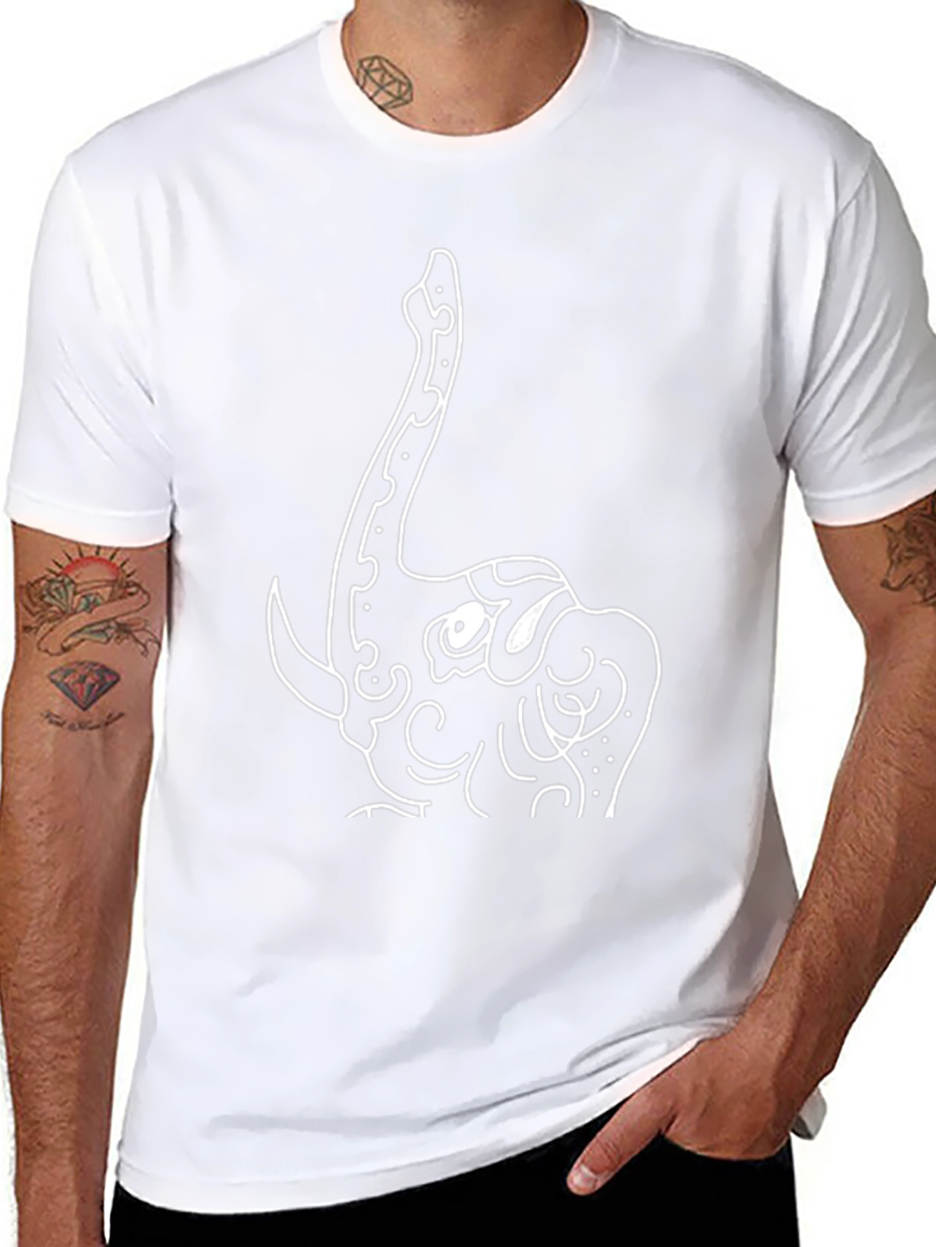 Black T-Shirt with Elephant Graphic