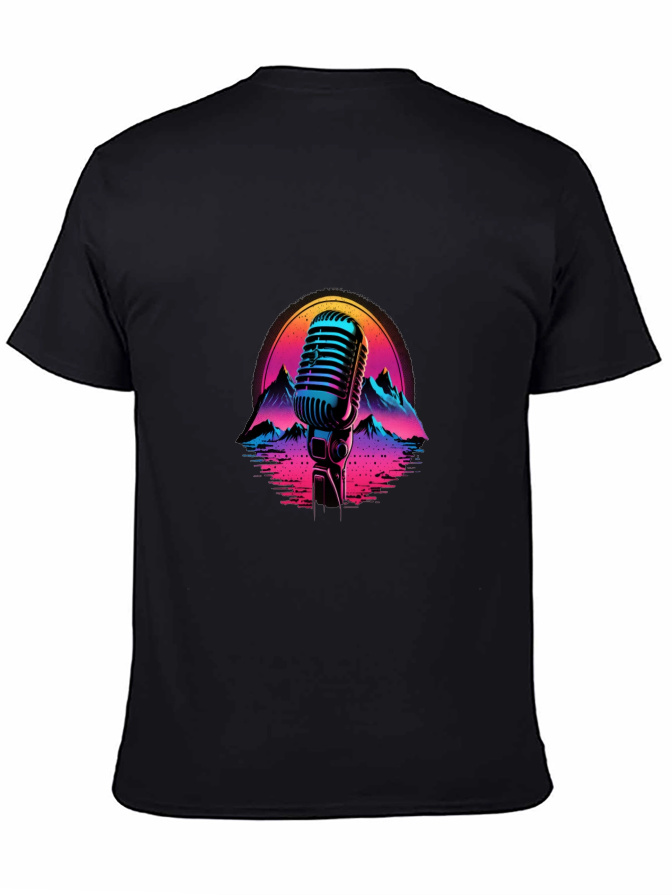 Retro Microphone Graphic Tee - Synthwave Vibes