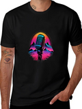 Retro Microphone Graphic Tee - Synthwave Vibes
