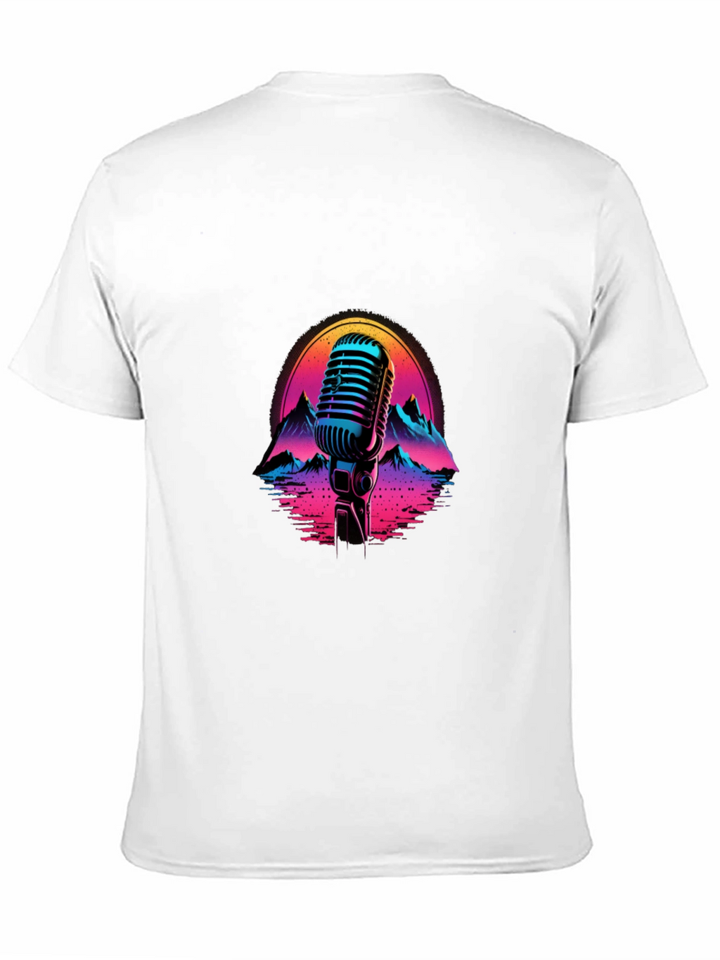 Retro Microphone Graphic Tee - Synthwave Vibes