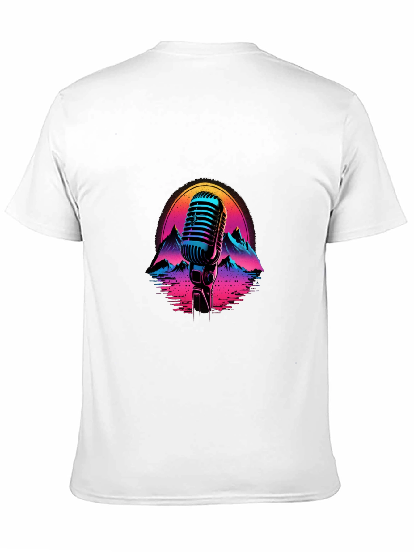 Retro Microphone Graphic Tee - Synthwave Vibes