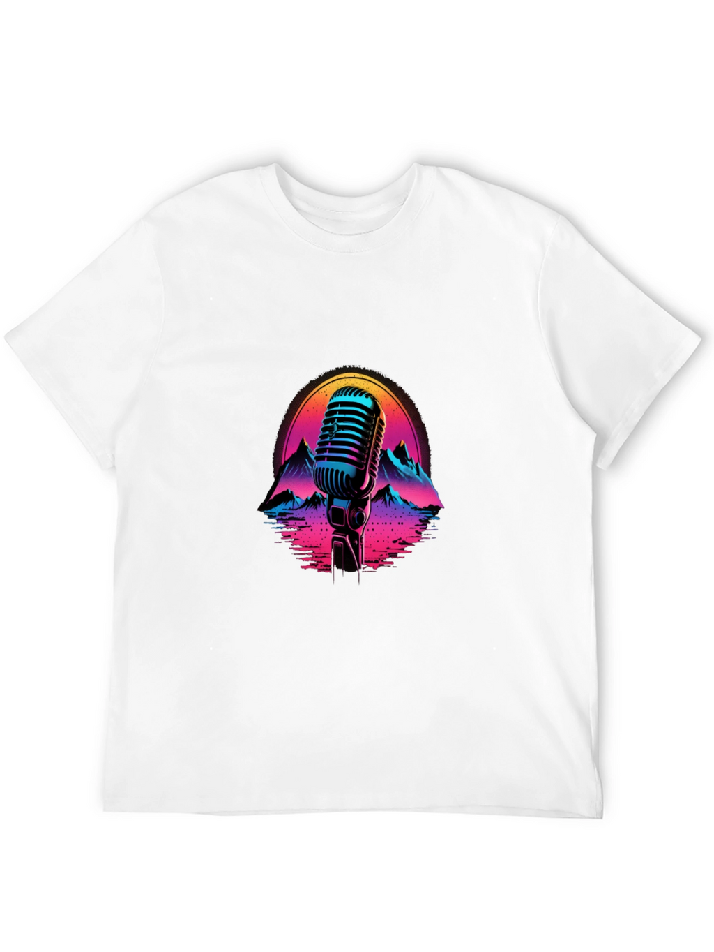 Retro Microphone Graphic Tee - Synthwave Vibes