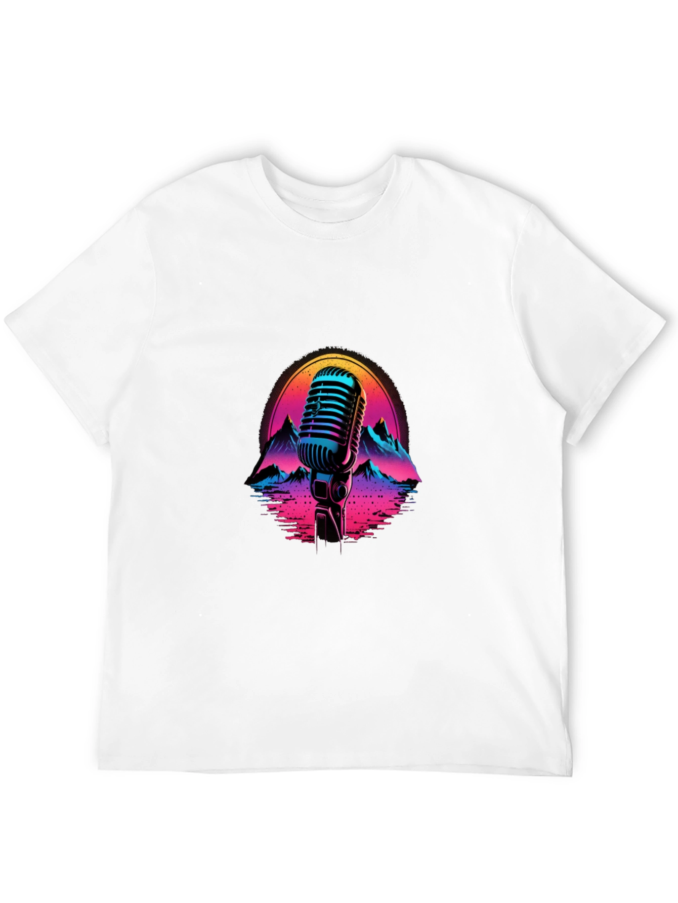 Retro Microphone Graphic Tee - Synthwave Vibes