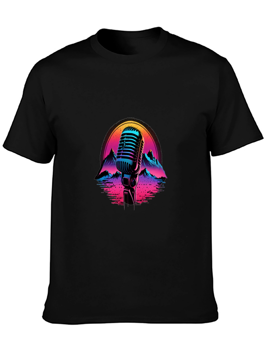 Retro Microphone Graphic Tee - Synthwave Vibes