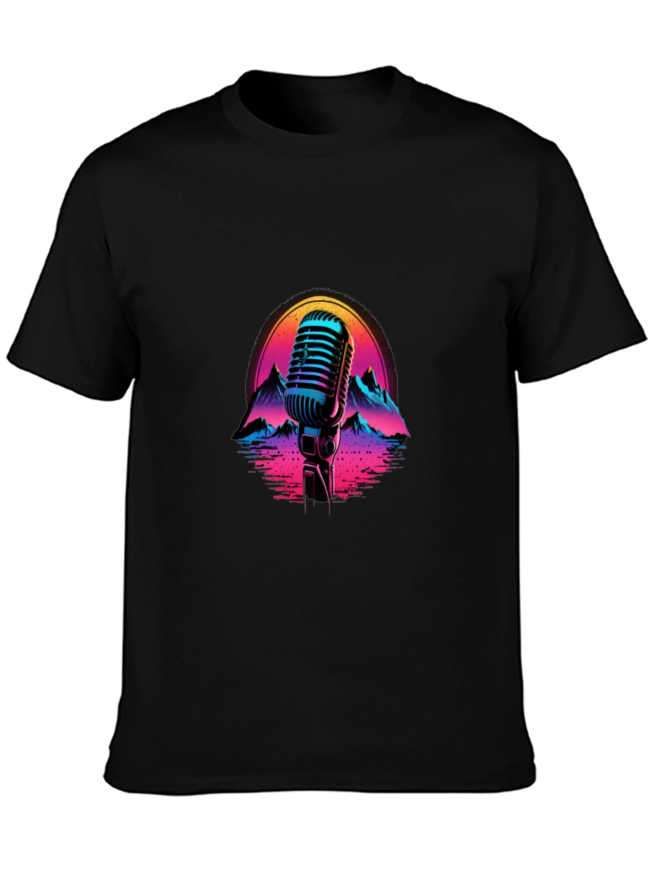 Retro Microphone Graphic Tee - Synthwave Vibes