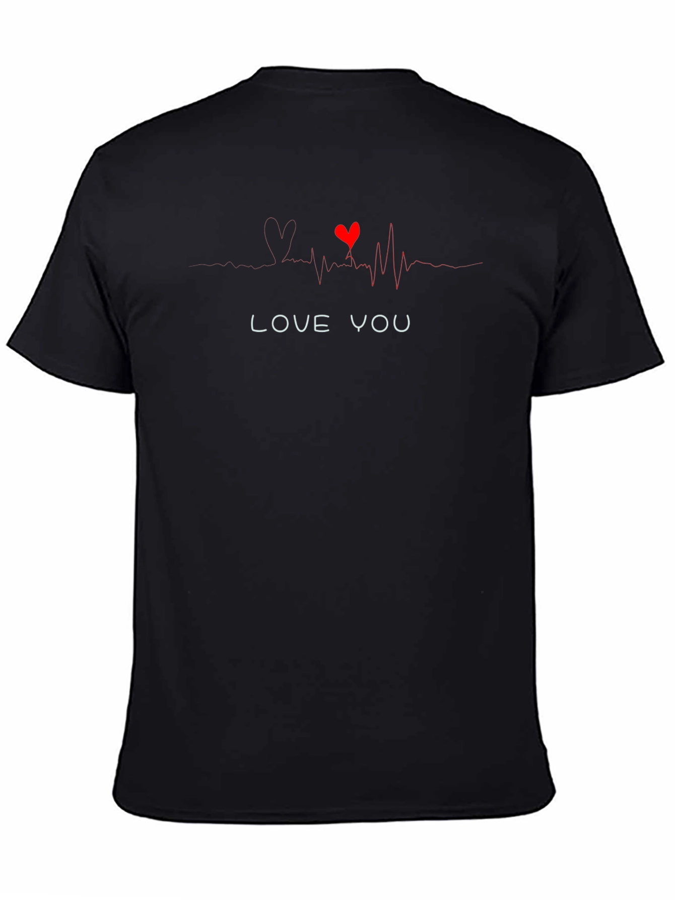 Love You Heartbeat Graphic Tee - Black