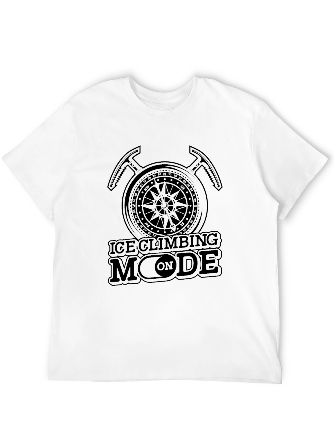 Ice Climbing Mode On Black T-Shirt