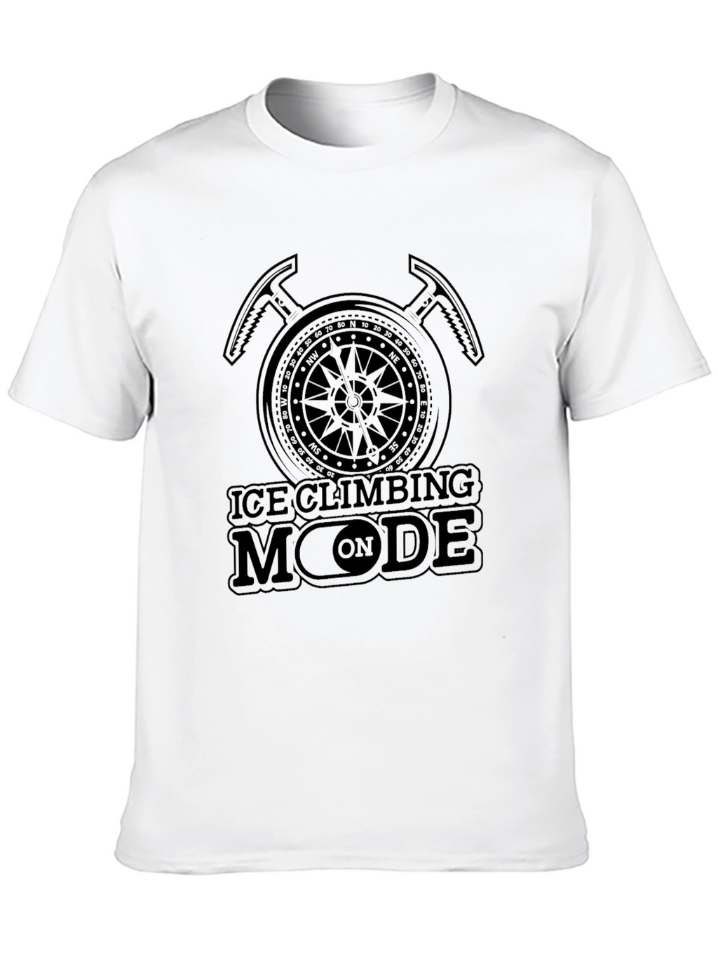 Ice Climbing Mode On Black T-Shirt
