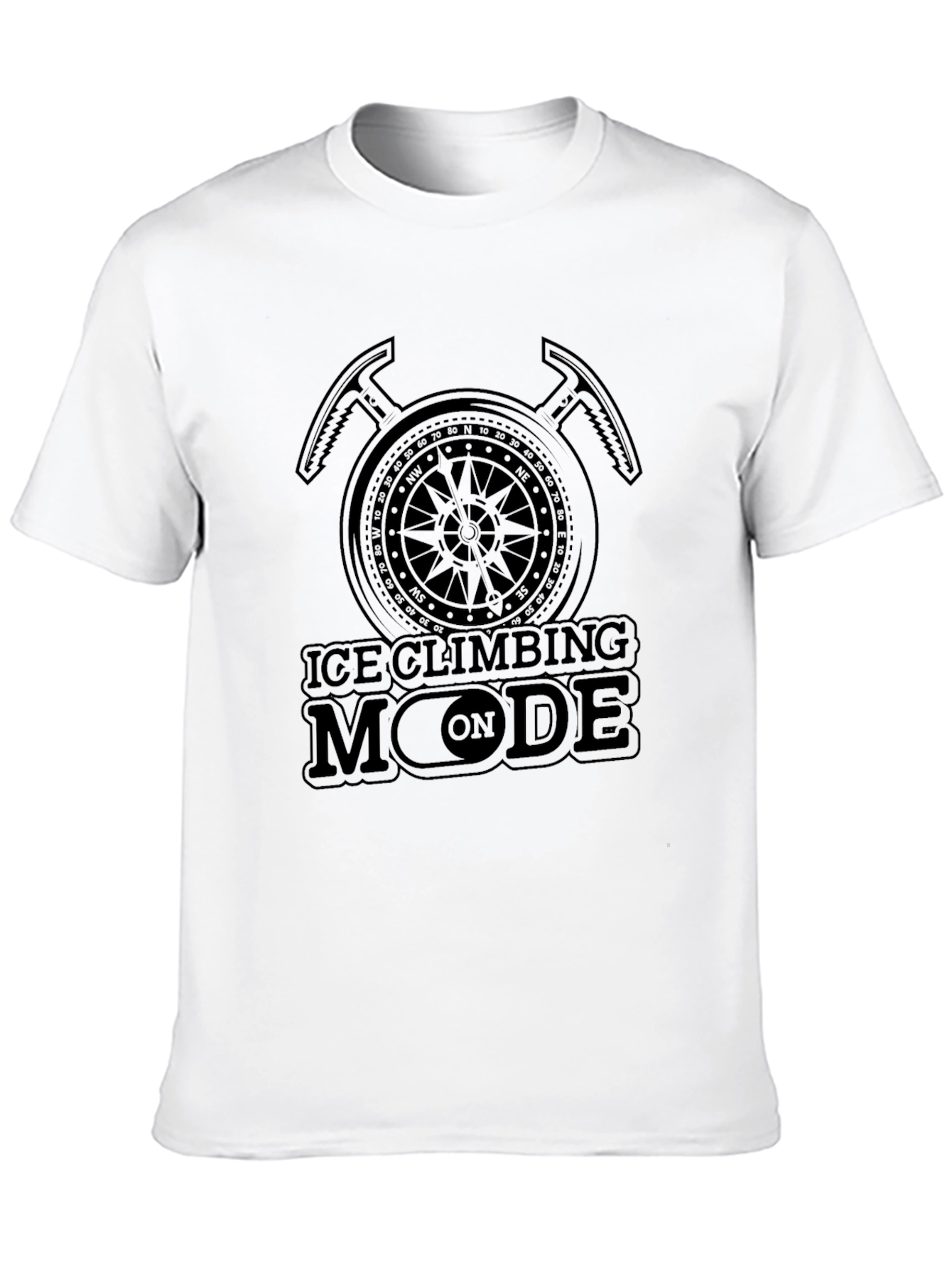 Ice Climbing Mode On Black T-Shirt