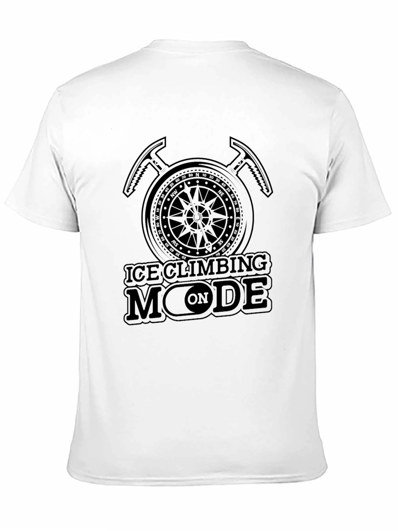 Ice Climbing Mode On Black T-Shirt
