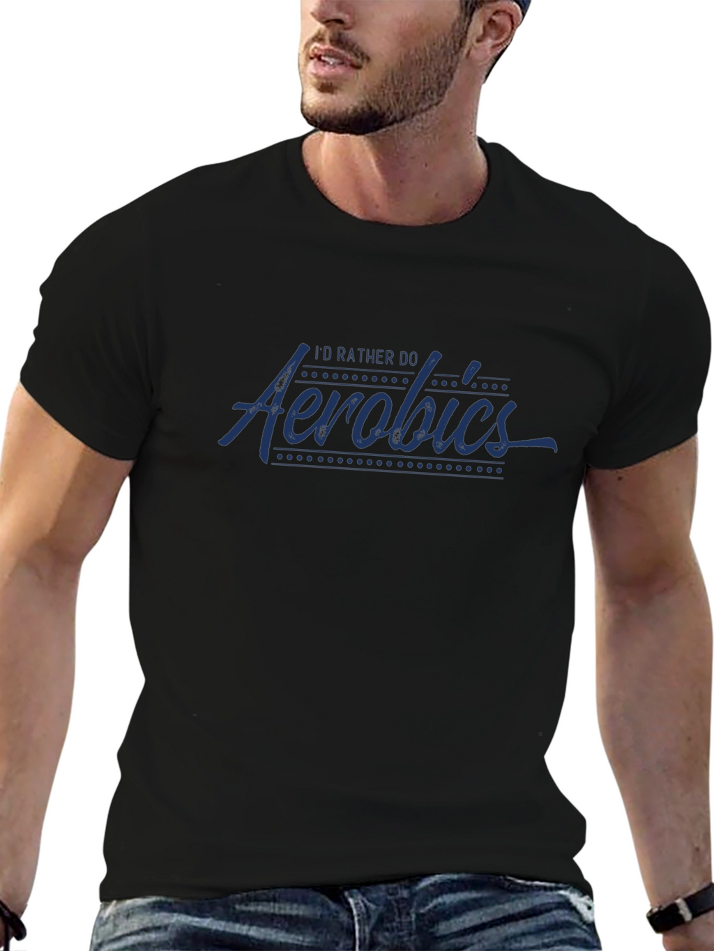 Id Rather Do Aerobics Graphic Tee - Black