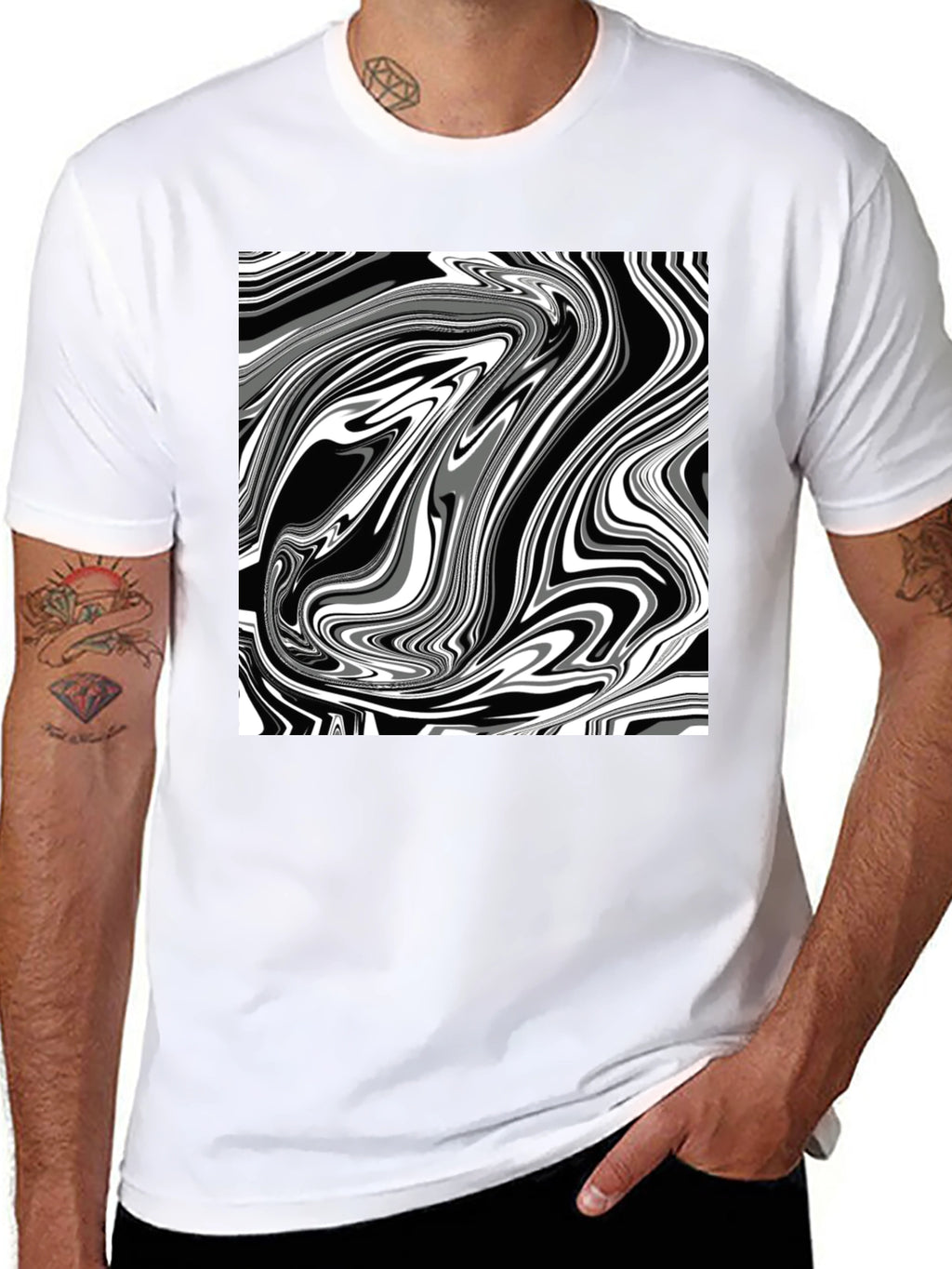 Abstract Swirl Graphic Tee - Modern Style