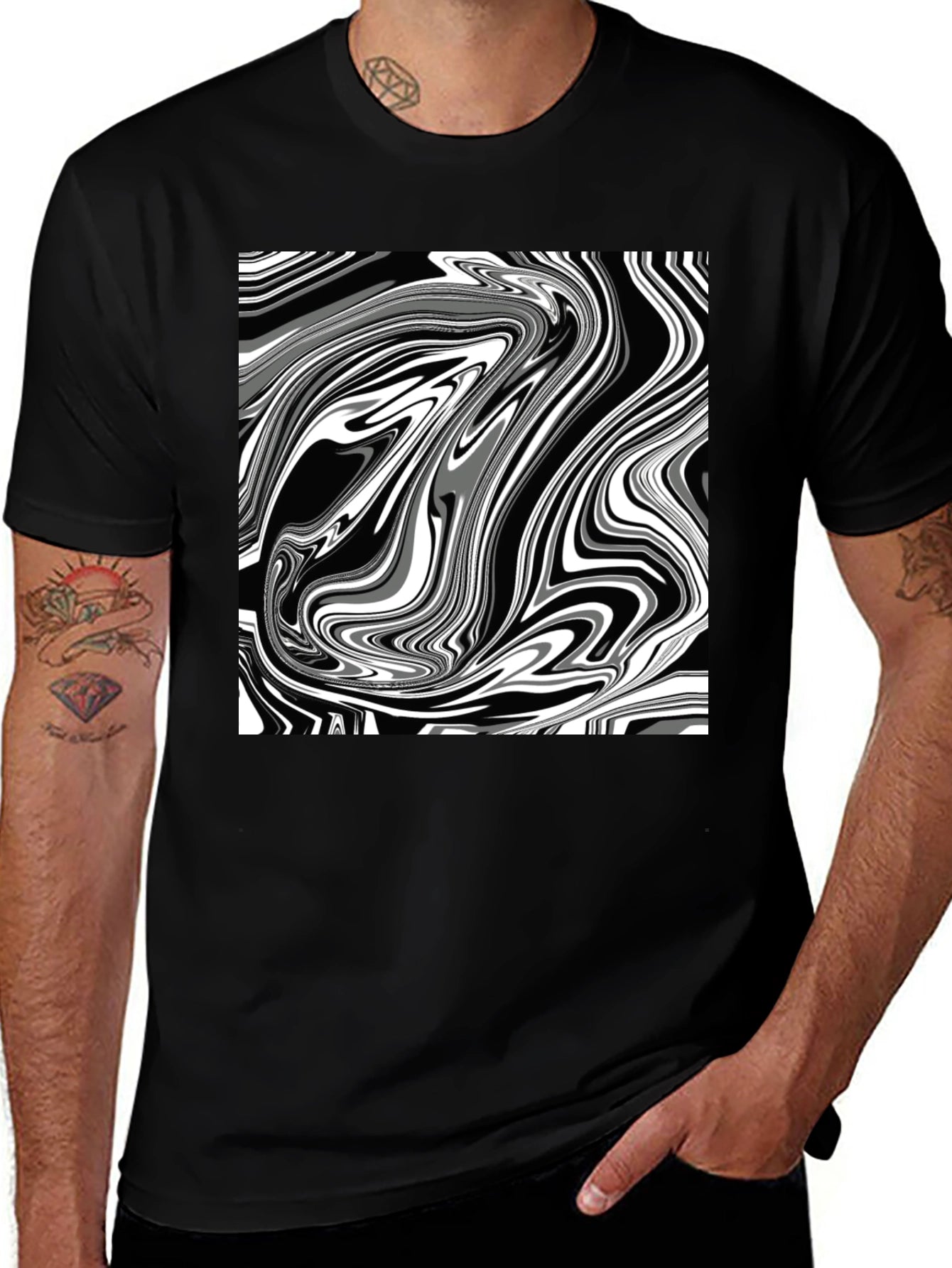 Abstract Swirl Graphic Tee - Modern Style