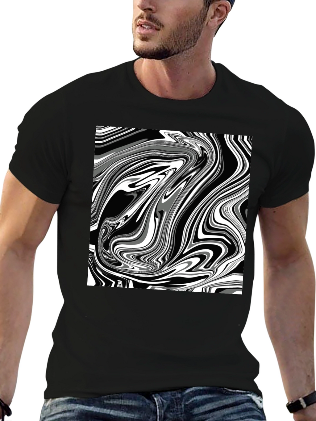 Abstract Swirl Graphic Tee - Modern Style
