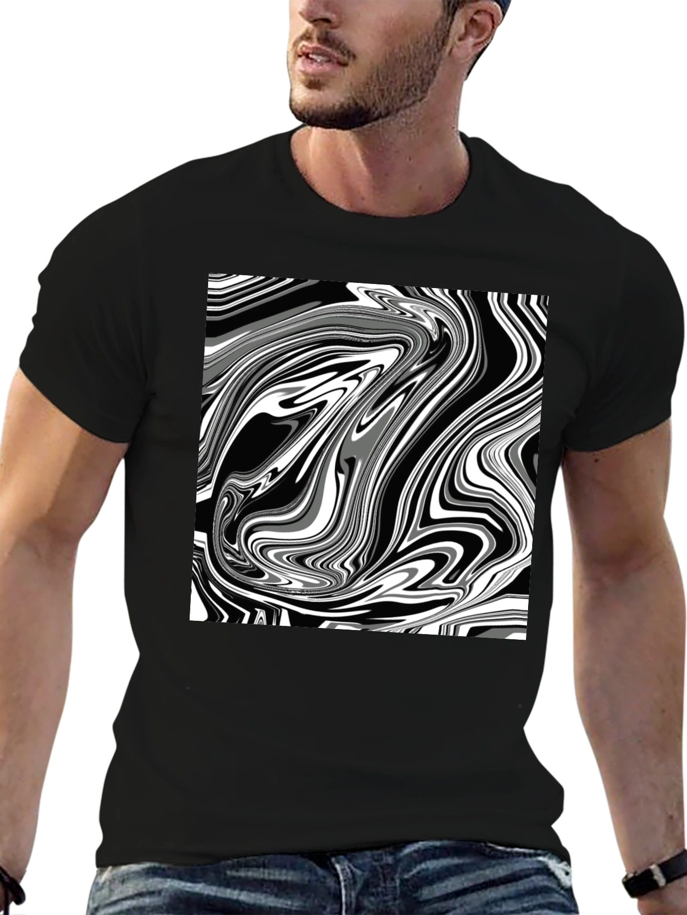 Abstract Swirl Graphic Tee - Modern Style