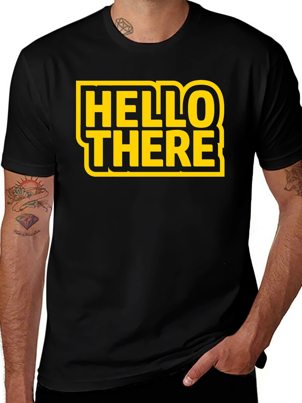 Hello There Black Graphic T-Shirt