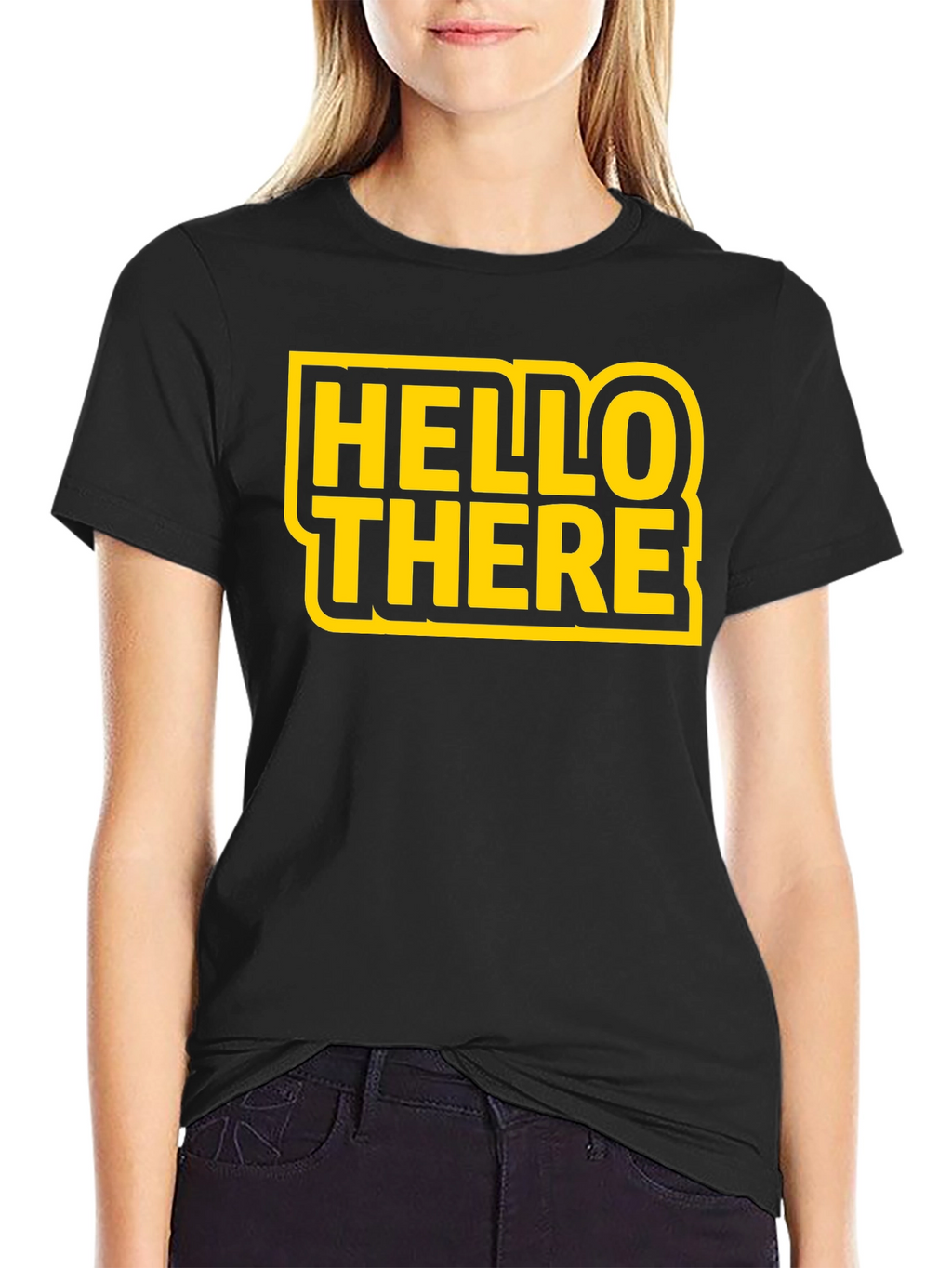 Hello There Black Graphic T-Shirt