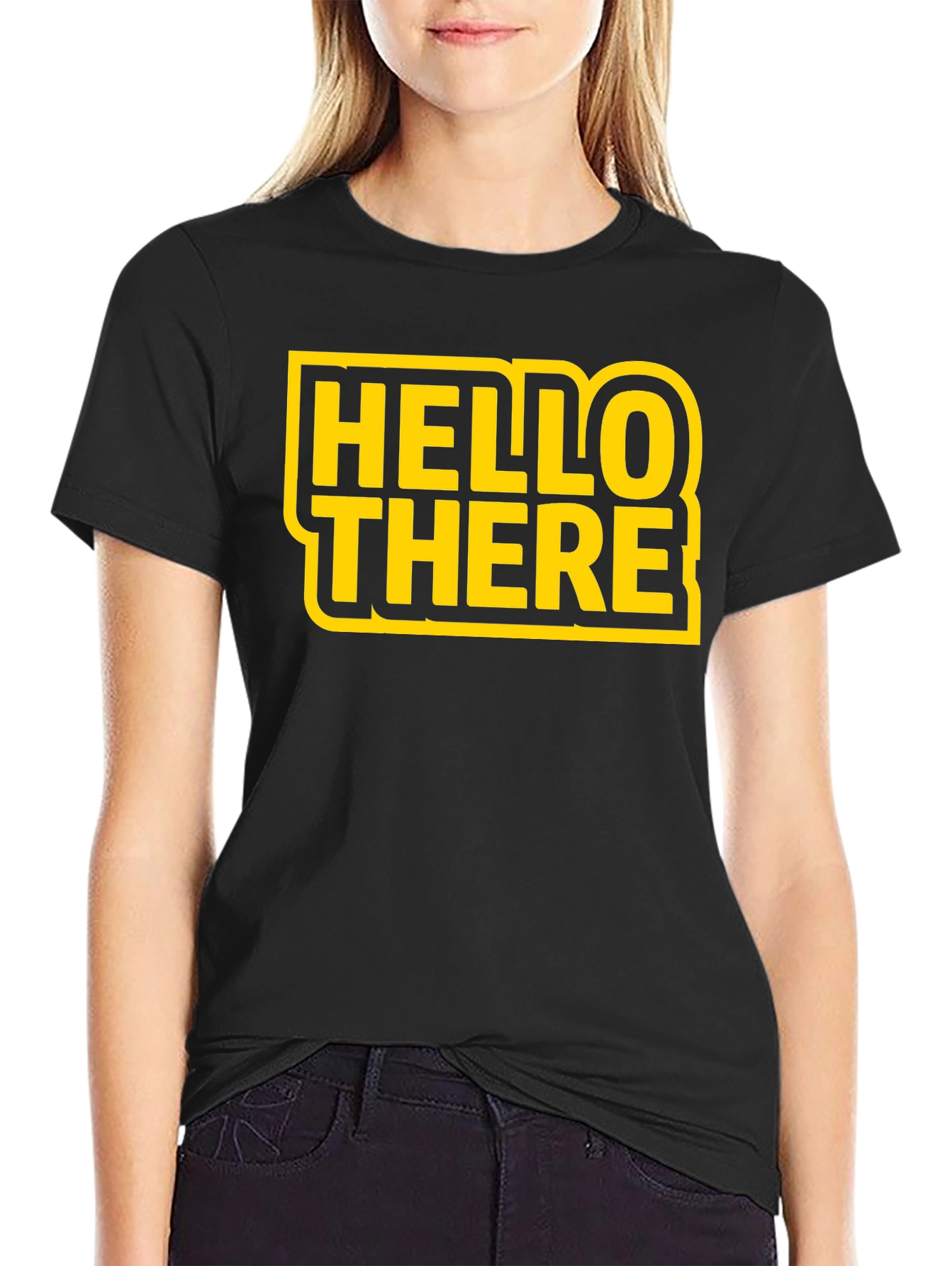 Hello There Black Graphic T-Shirt