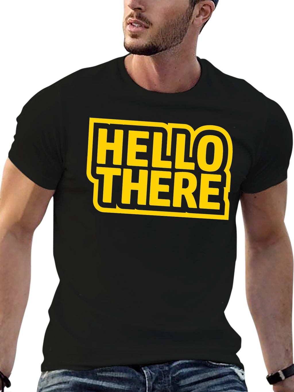 Hello There Black Graphic T-Shirt