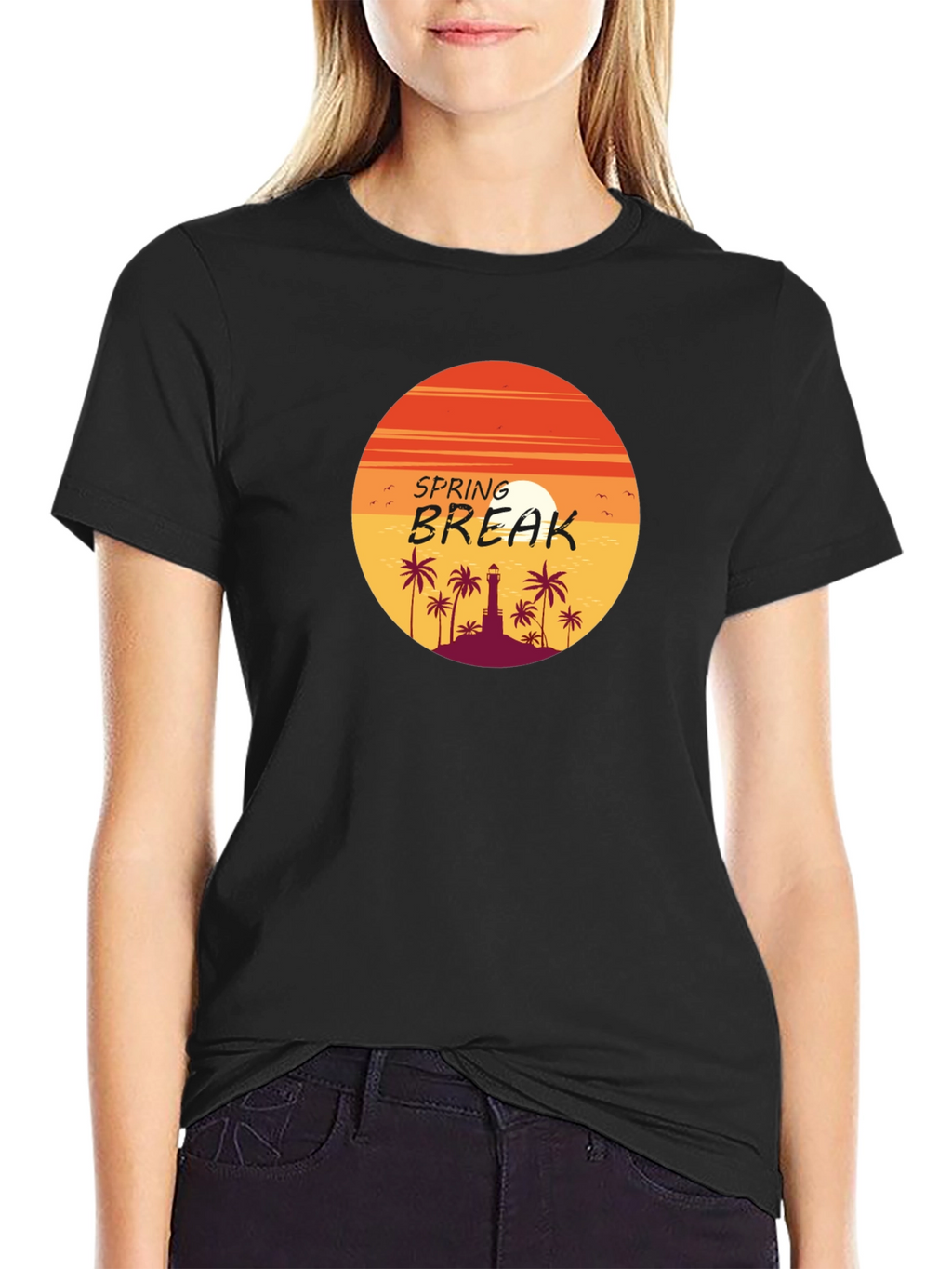Spring Break Palm Tree Sunset Graphic Tee