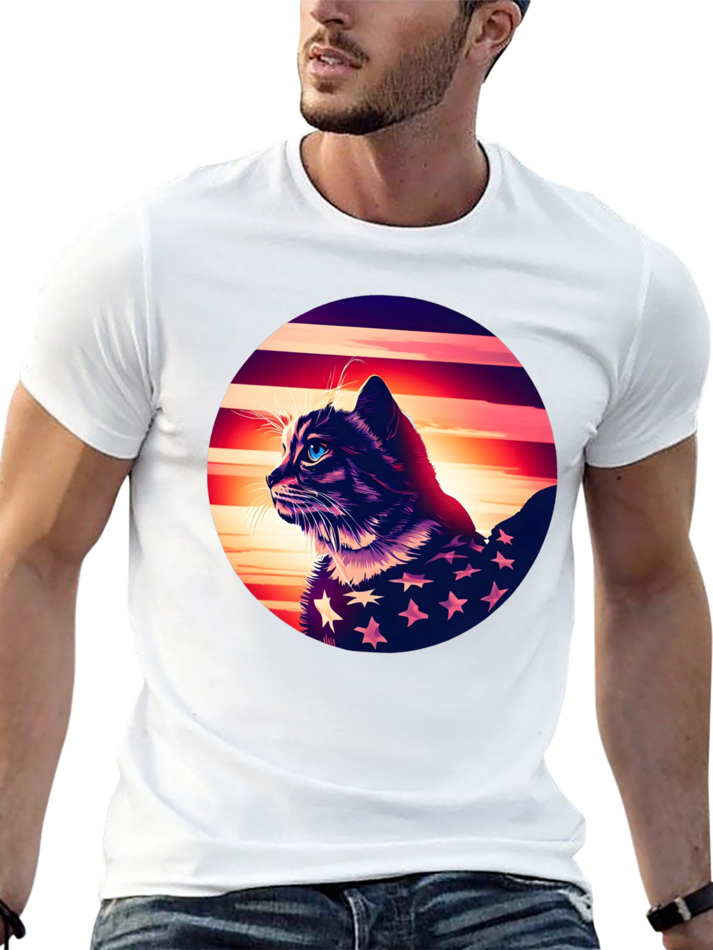 Patriotic Cat Graphic Tee