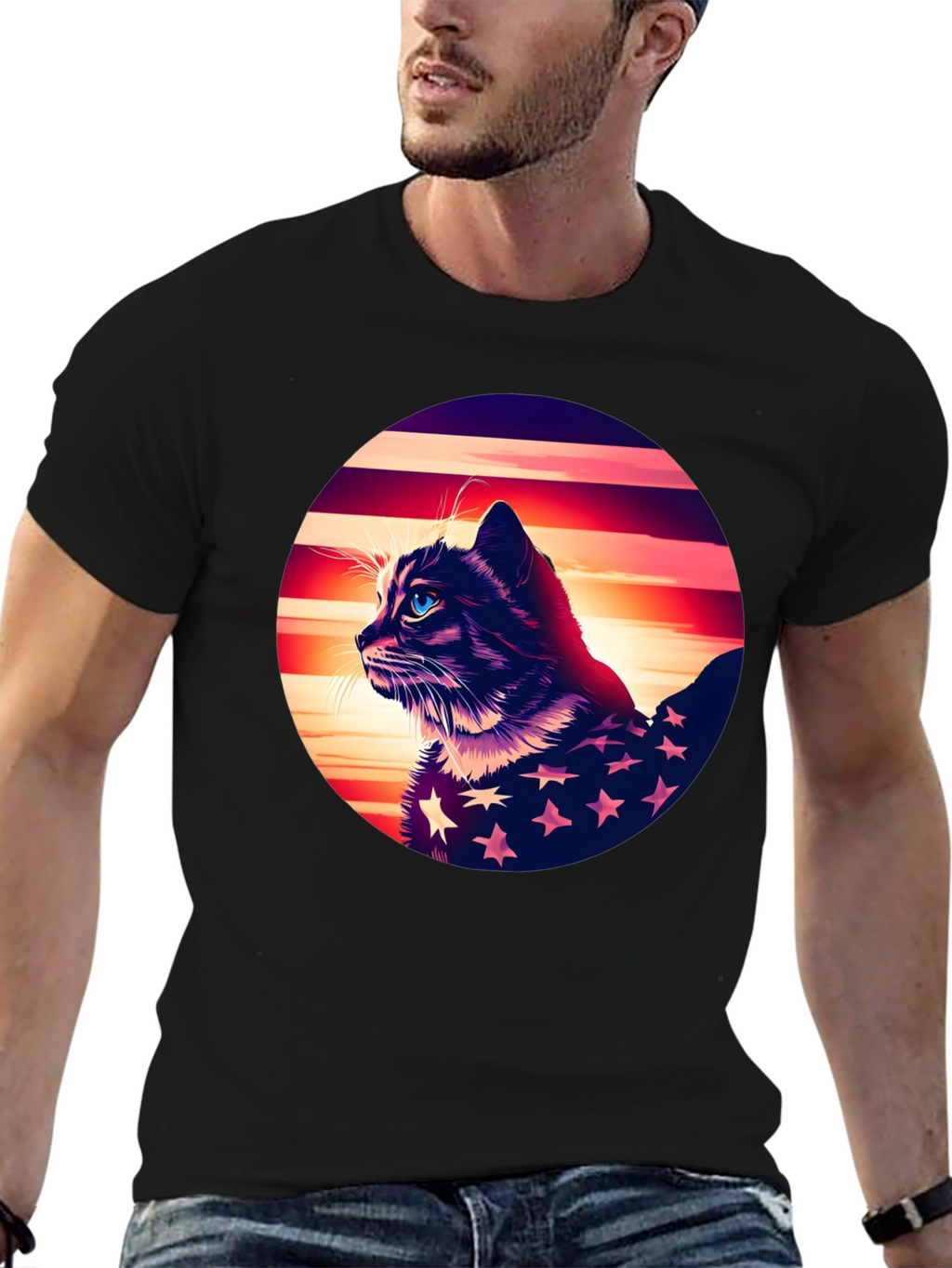Patriotic Cat Graphic Tee