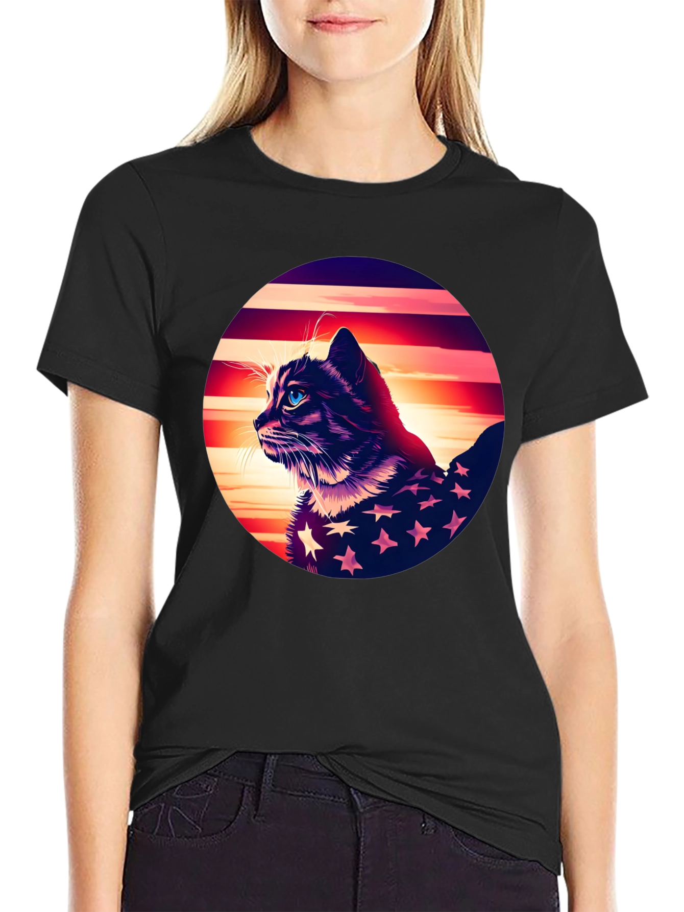 Patriotic Cat Graphic Tee