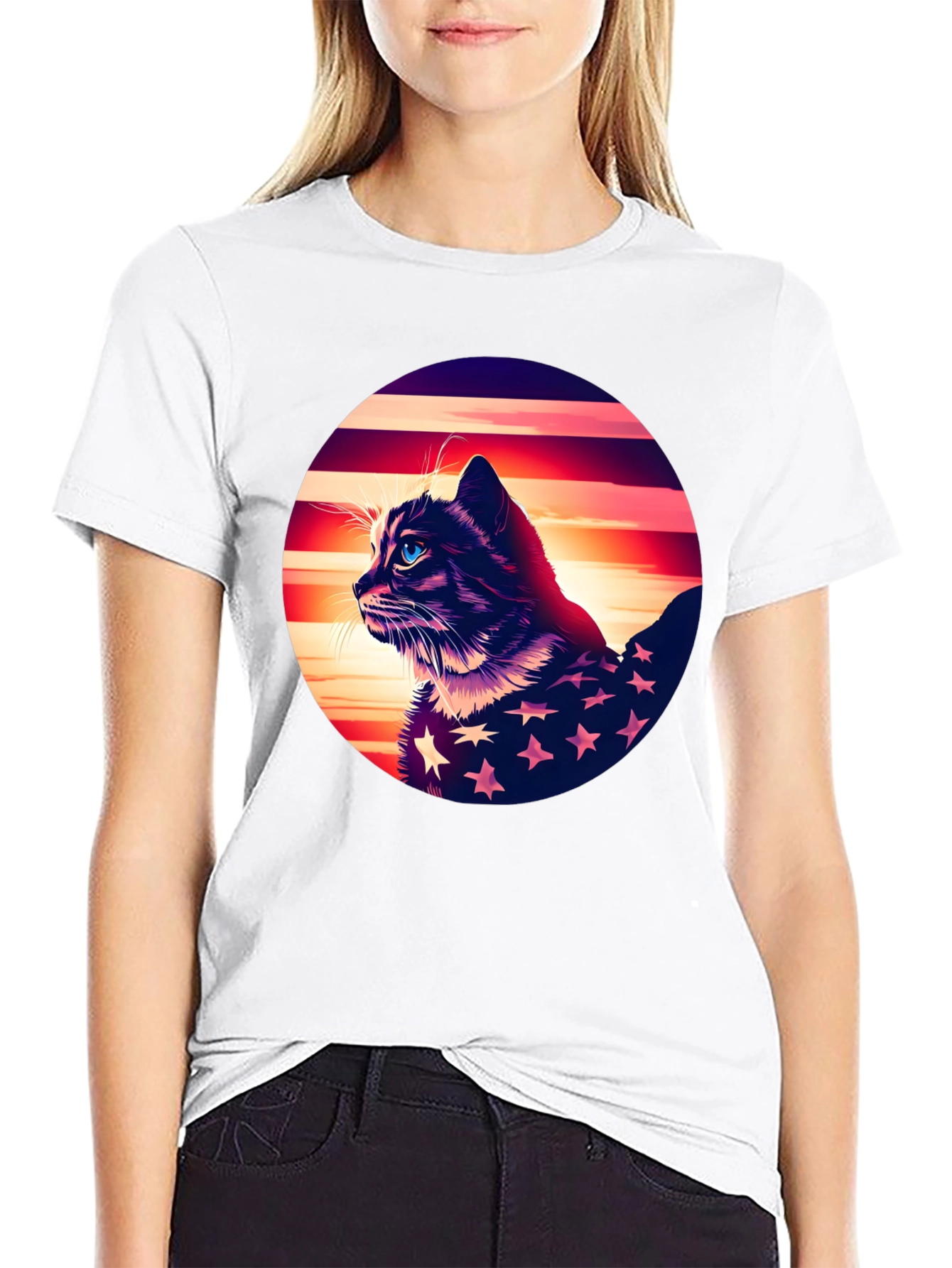 Patriotic Cat Graphic Tee