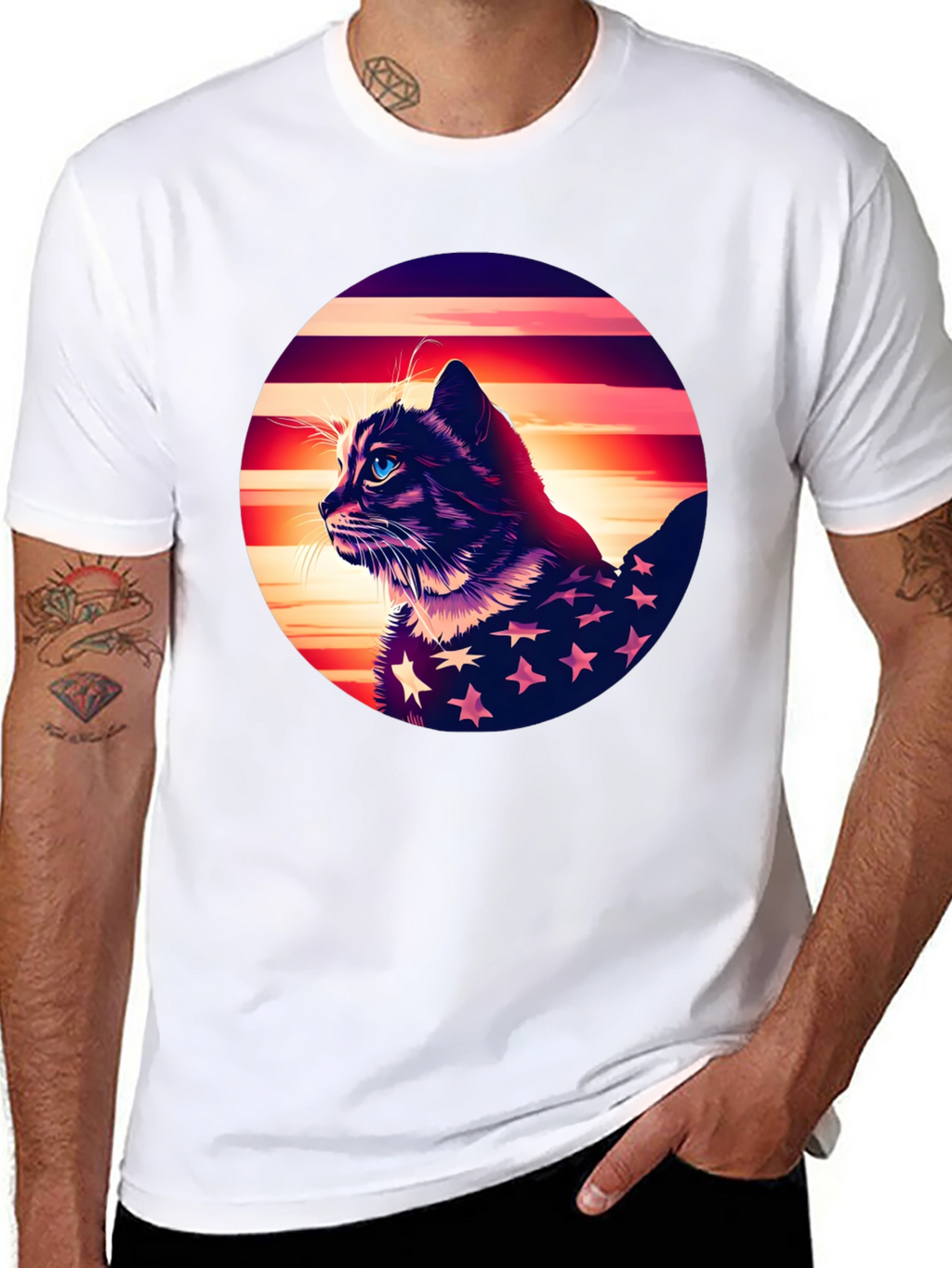 Patriotic Cat Graphic Tee