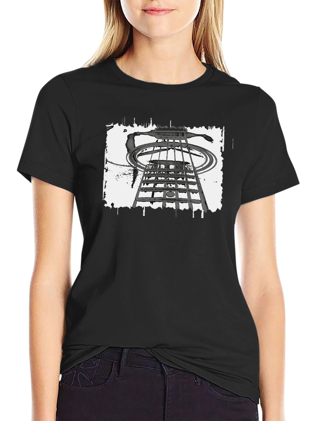 Abstract Guitar T-Shirt - Black Cotton Tee