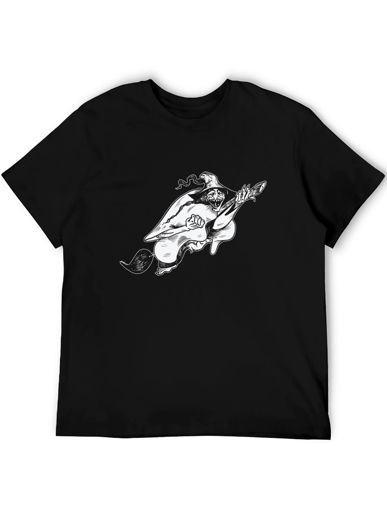 Witch on Broom Black T-Shirt