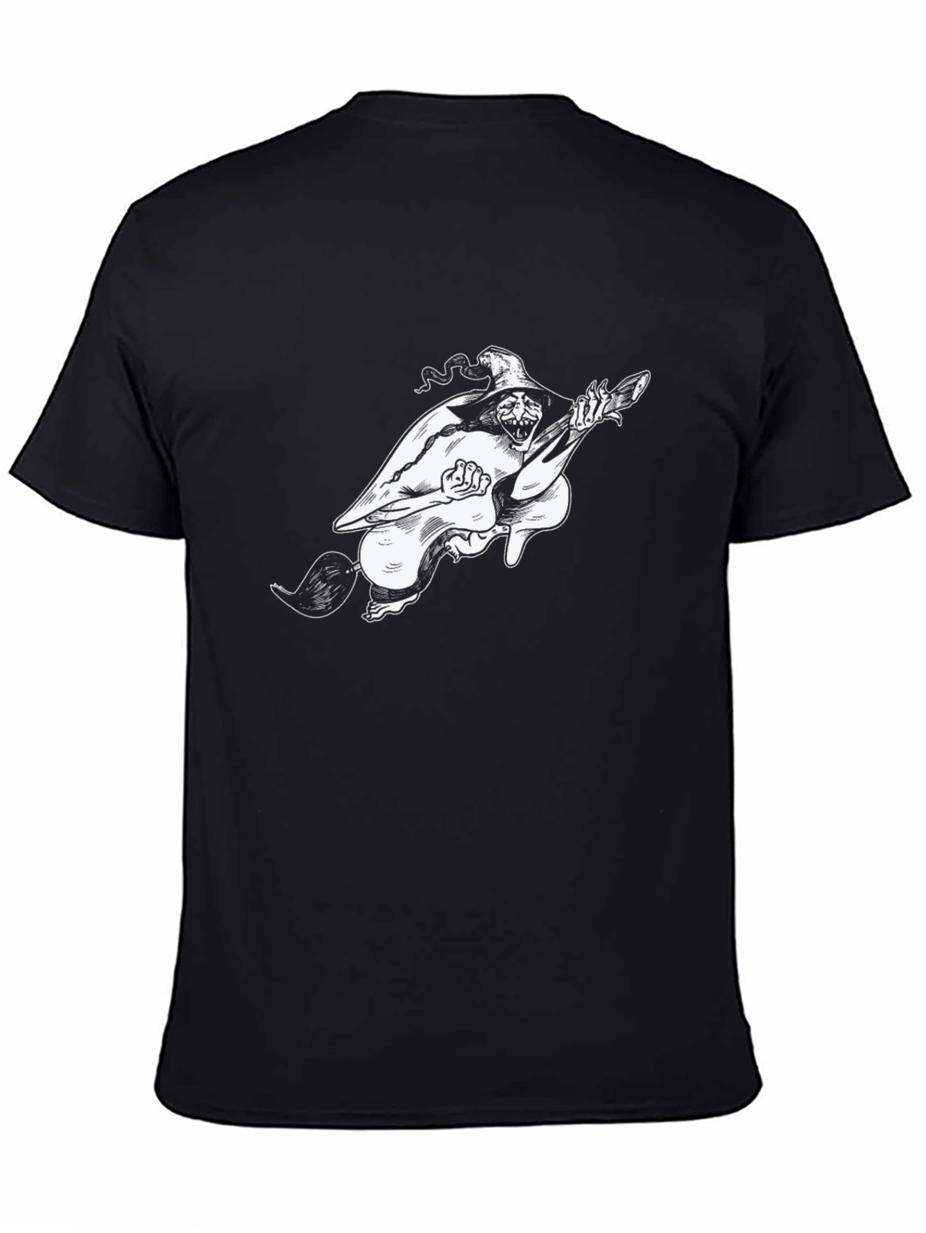 Witch on Broom Black T-Shirt