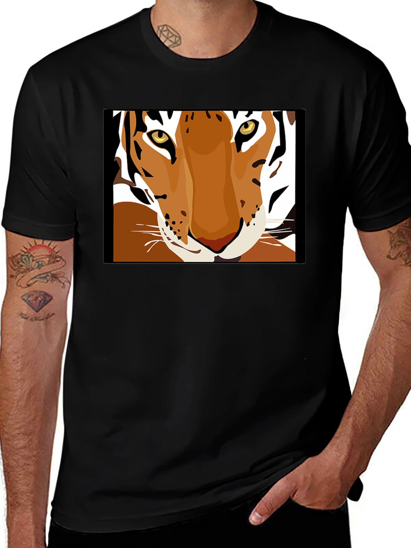 Tiger Face Graphic Tee - Unisex Black T-Shirt