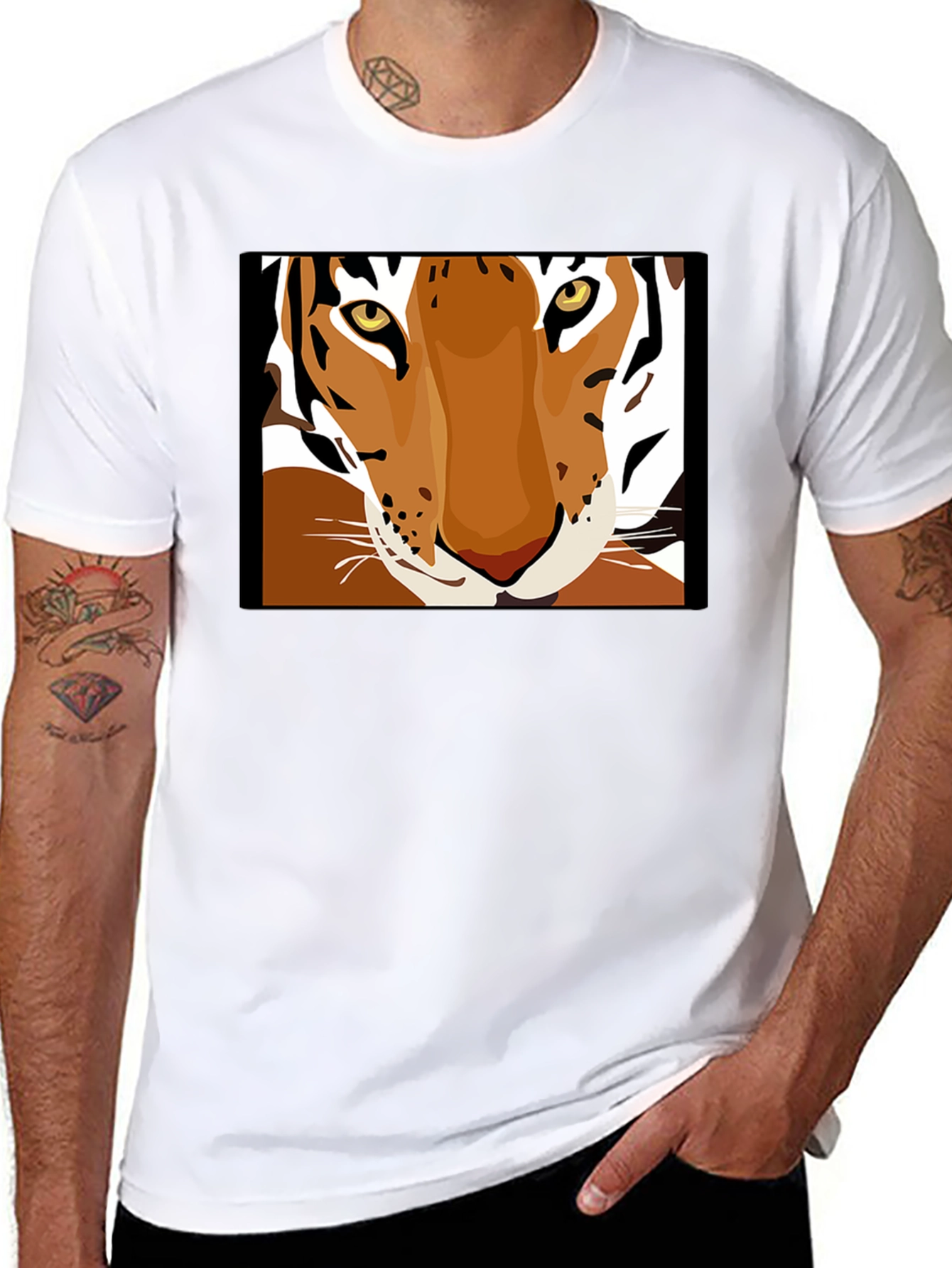 Tiger Face Graphic Tee - Unisex Black T-Shirt