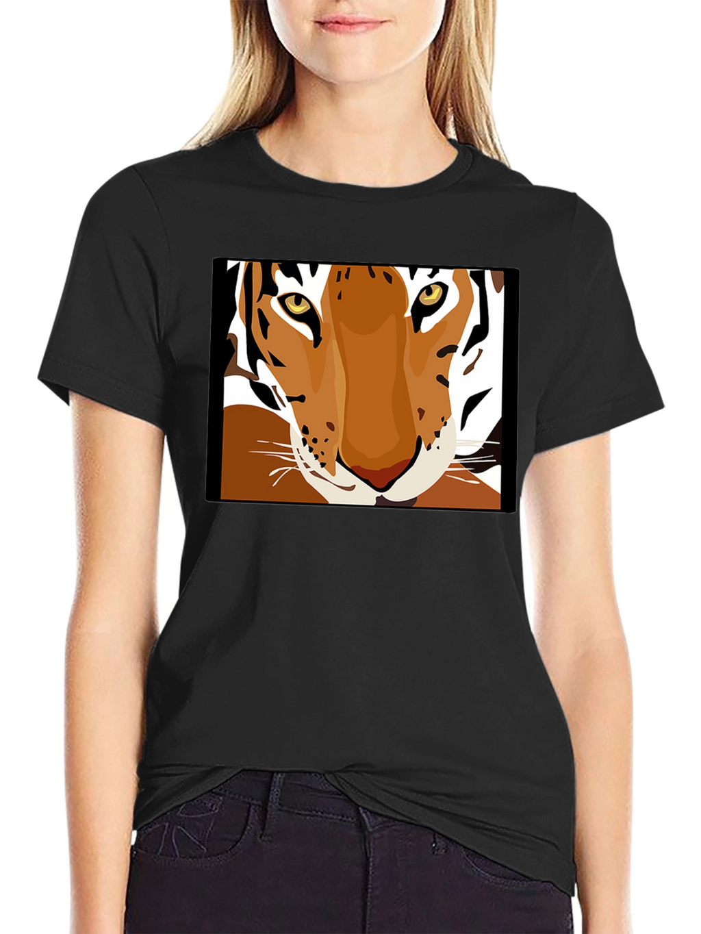 Tiger Face Graphic Tee - Unisex Black T-Shirt