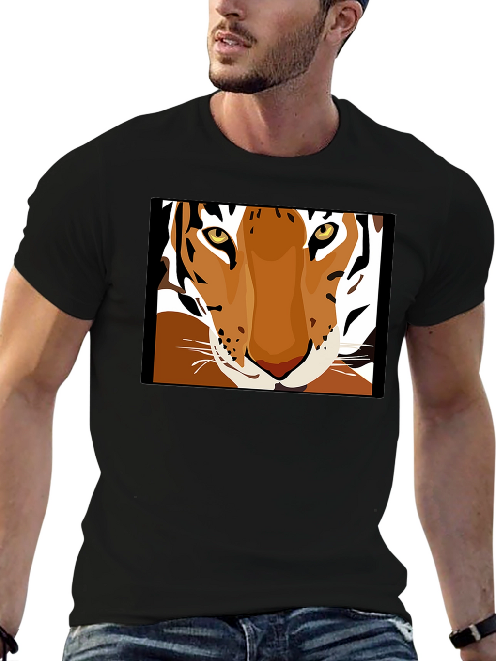Tiger Face Graphic Tee - Unisex Black T-Shirt