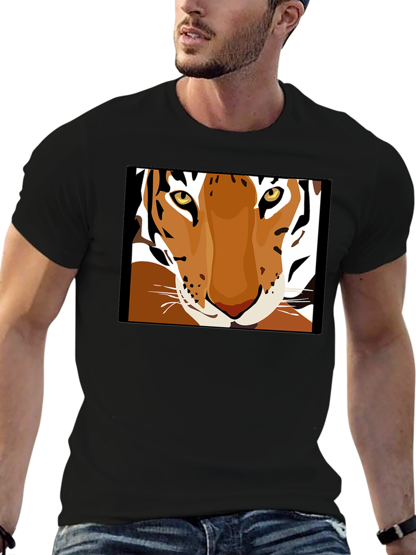 Tiger Face Graphic Tee - Unisex Black T-Shirt