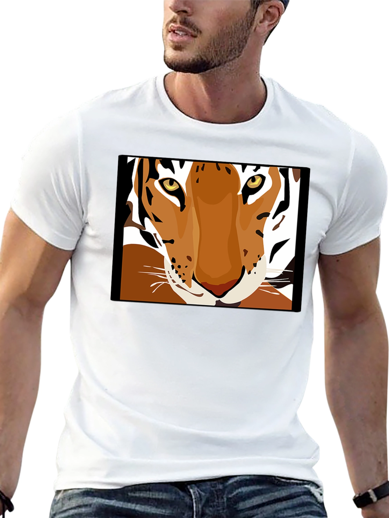 Tiger Face Graphic Tee - Unisex Black T-Shirt