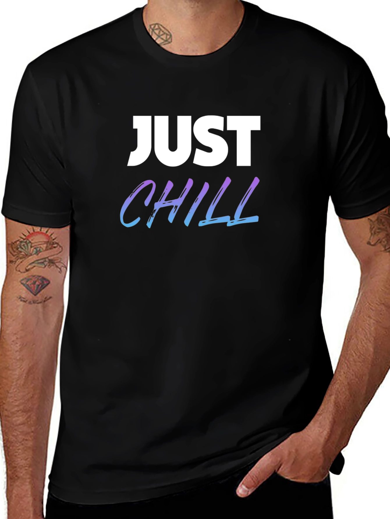 Just Chill Graphic Tee - Black Casual T-Shirt