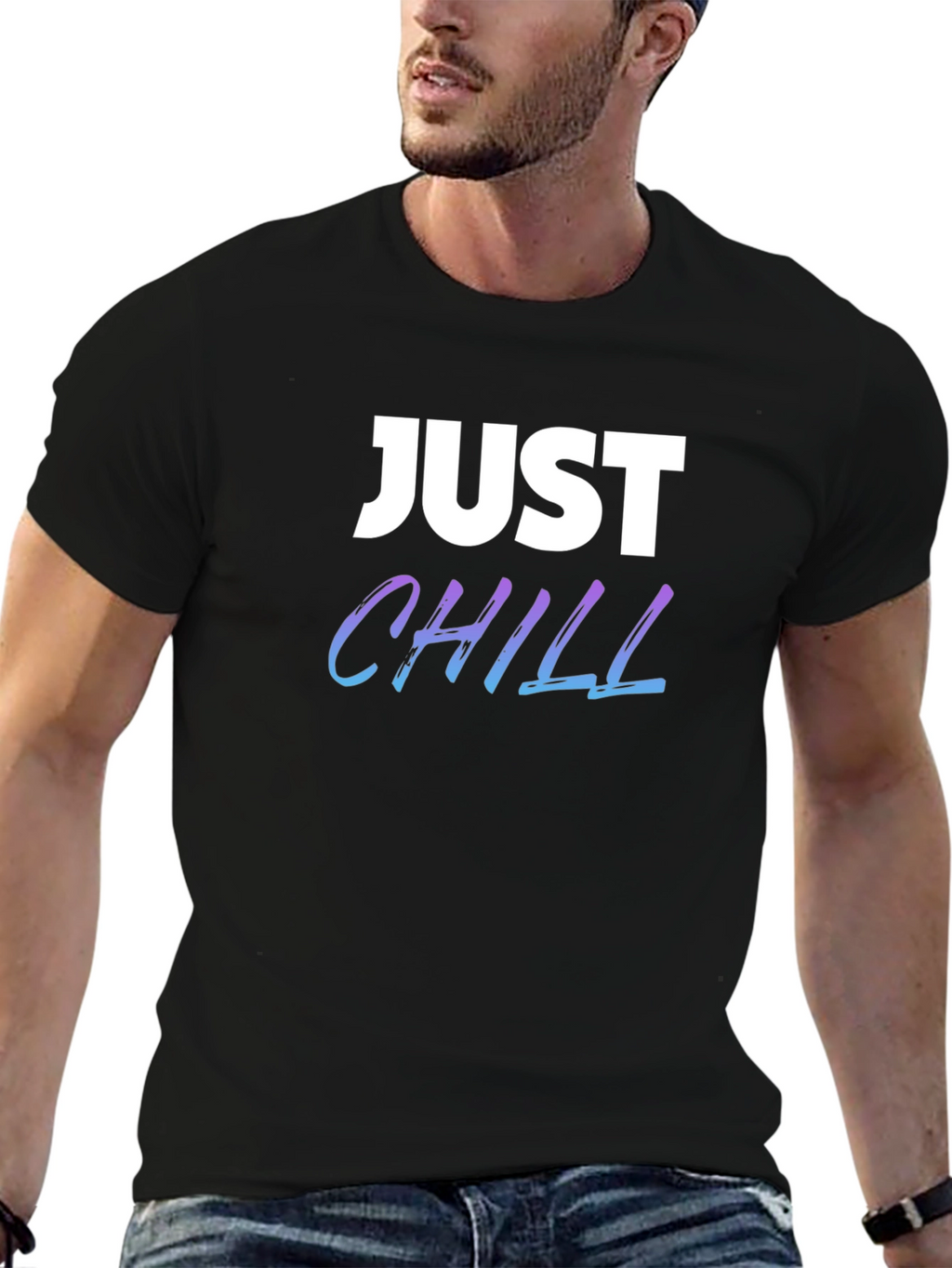 Just Chill Graphic Tee - Black Casual T-Shirt