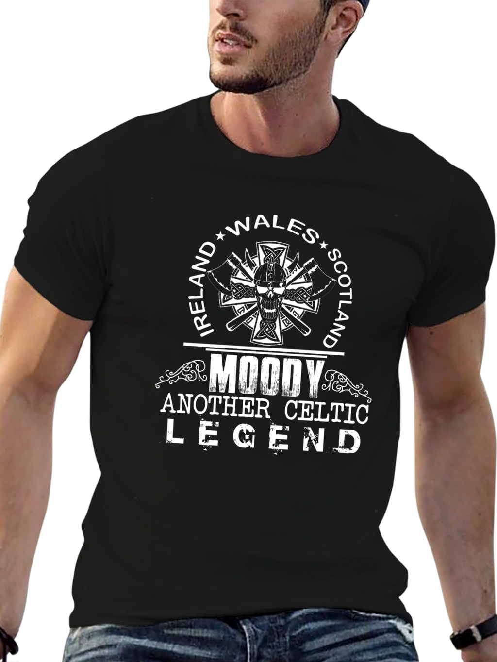Moody Celtic Legend Ireland Wales Scotland T-Shirt