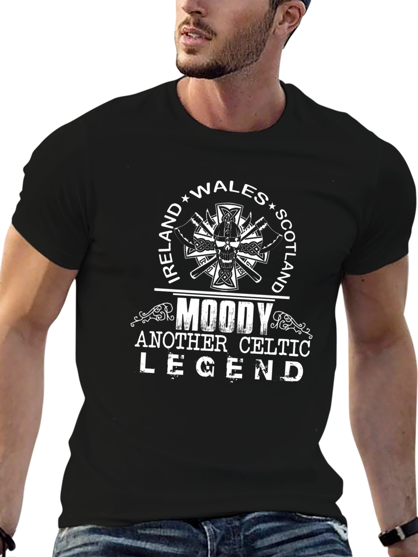Moody Celtic Legend Ireland Wales Scotland T-Shirt