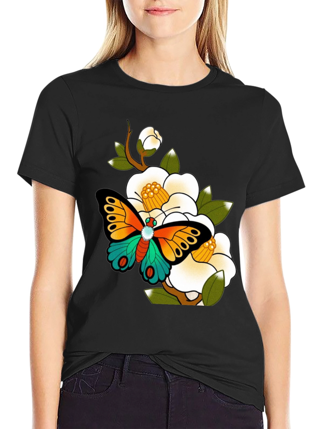 Butterfly Floral Graphic Tee - Unique Design