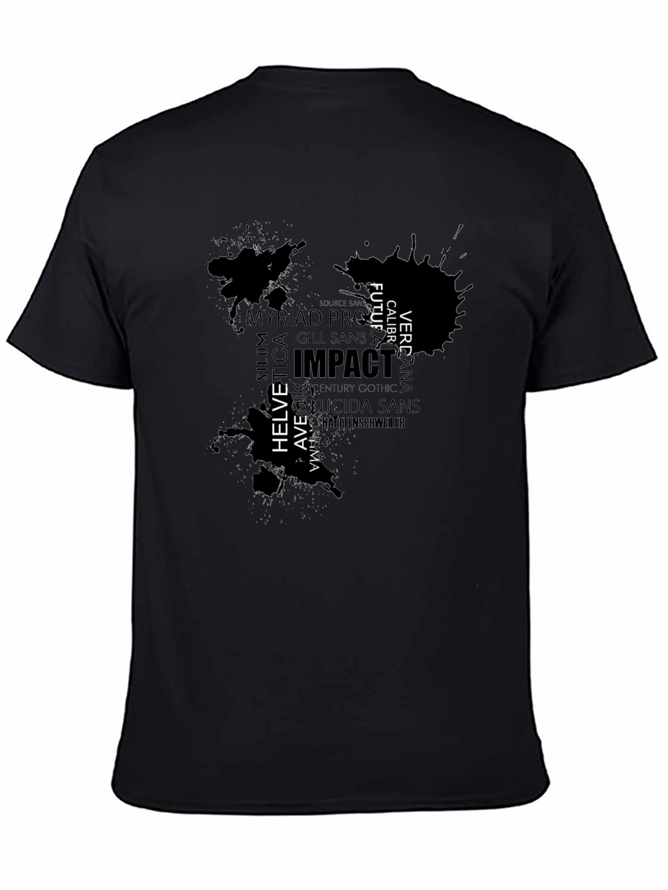 Abstract Typography Graphic Mens Black T-Shirt