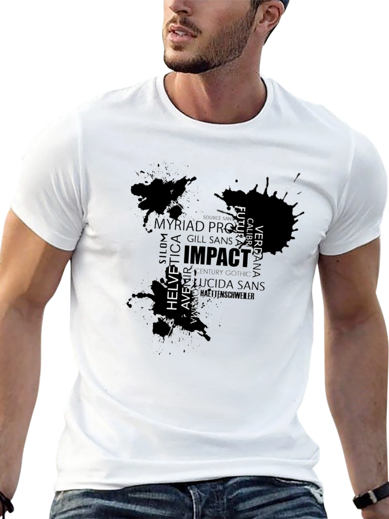 Abstract Typography Graphic Mens Black T-Shirt
