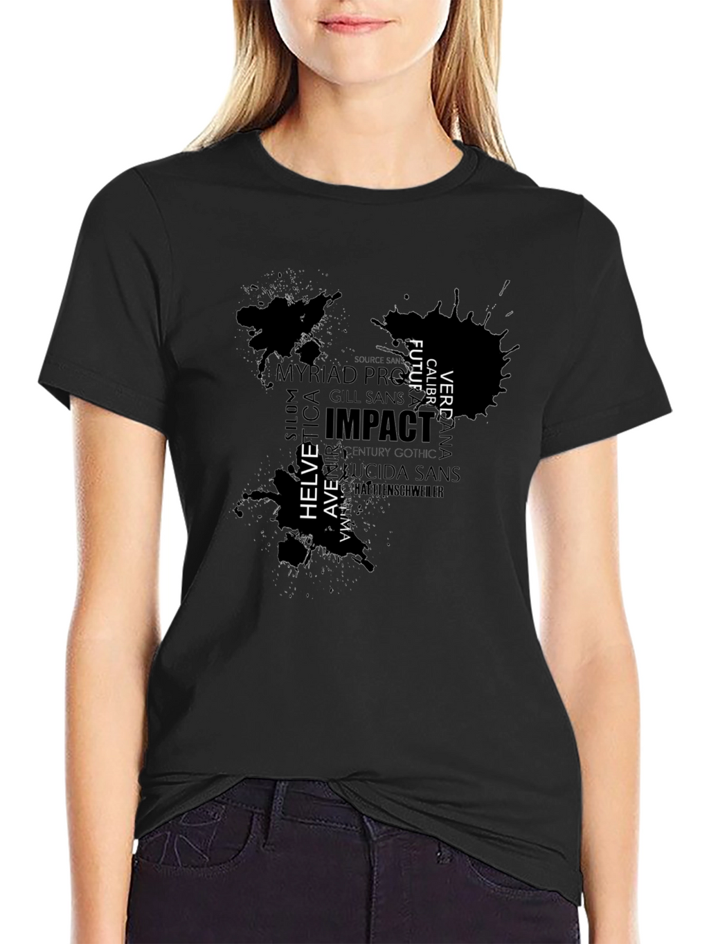 Abstract Typography Graphic Mens Black T-Shirt