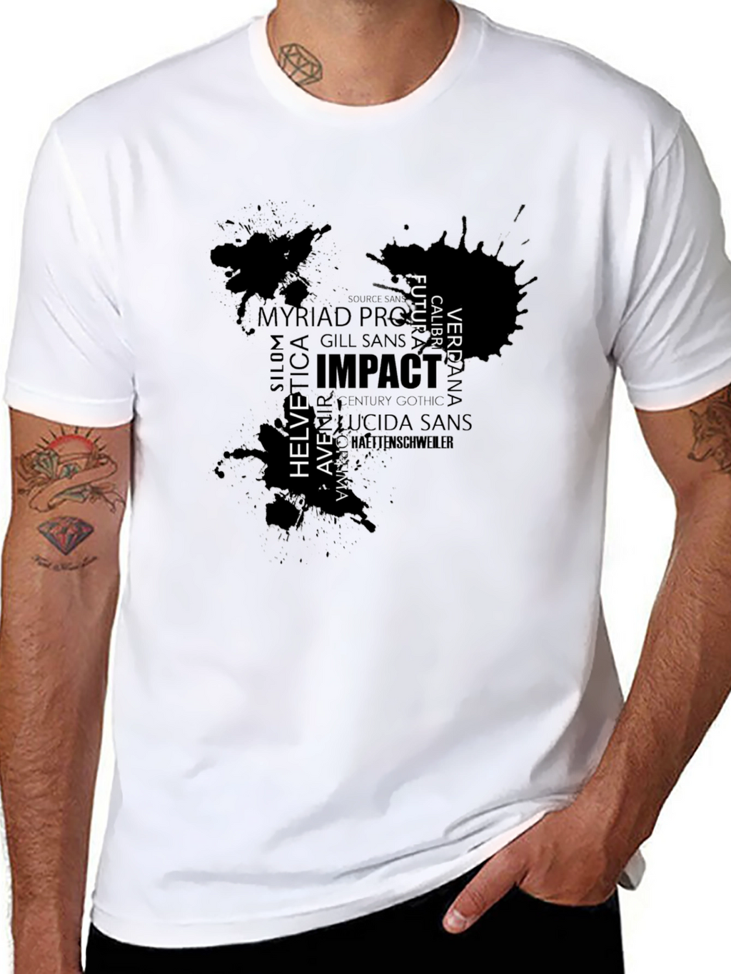 Abstract Typography Graphic Mens Black T-Shirt