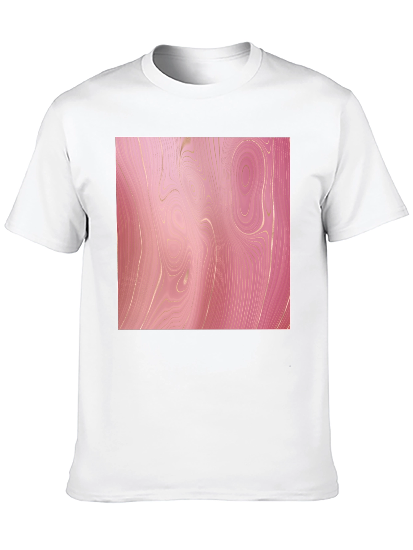 Trendy Pink Marble Print Black T-Shirt