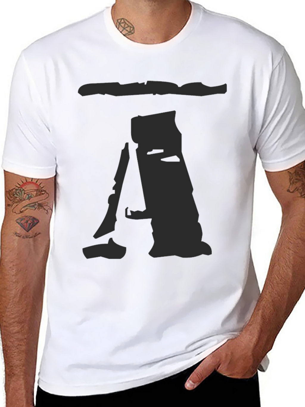 Mens Black T-Shirt with Abstract A Print